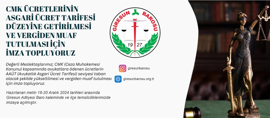 CMK ÜCRETLERİNİN ASGARİ ÜCRET TARİFESİ DÜZEYİNE GETİRİLMESİ VE VERGİDEN MUAF TUTULMASI İÇİN İMZA TOPLUYORUZ